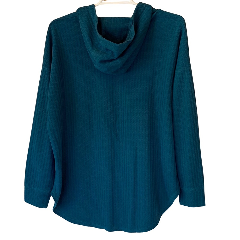 Chaser Teal long sleeve waffle hoodie, Large - Picture 2 of 8
